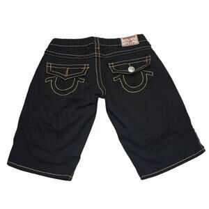 True Religion Joey Short Big T Women’s Size 27 Black Shorts Made USA Y2k